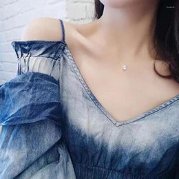 Pendant Necklaces Fashion Invisible Cubic Zirconia Necklace Transparent Fishing Line Choker Simple Clavicle Chain Gift For Women