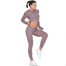 Women 2 Piece Sets Womens Outfits Knit Sweat Suit Woman Fashion Running Fitness Outfit Tracksuit 240108