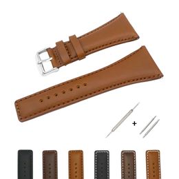 YQI 34mm Watch Strap Big Size band Large Width Calf Genuine Leather Band Black Brown for watches 240106