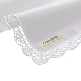 D003 White premium cotton 100 Pieces Lace Handkerchiefs blank crochet hankies for women/ladies wedding gift 240108