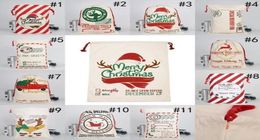 Christmas Santa Sacks Canvas Cotton Bags Large Heavy Drawstring Gift Bags Personalized Festival Party Christmas Decoration fy42498743604