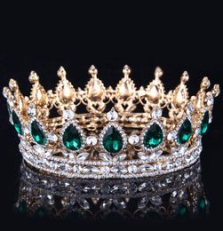 2019 Emerald Green Crystal Gold Colour Chic Royal Regal Sparkly Rhinestones Tiaras And Crowns Bridal Quinceanera Pageant Tiaras 15 7305823