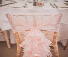 in stock blush pink ruffles chair covers vintage romantic chair sashes beautiful fashion wedding decorations 029667006