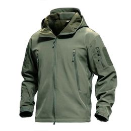 Mens Tactical Jacket Hiking Shark Skin Soft Shell Clothes Windbreaker Flight Pilot Hood Military Fleece Field Pants 240108