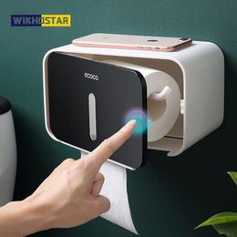 WIKHOSTAR Wall Mounted Paper Towel Box Toilet Holder Waterproof Tissue Roll paper Dispenser Bathroom Organiser 240109