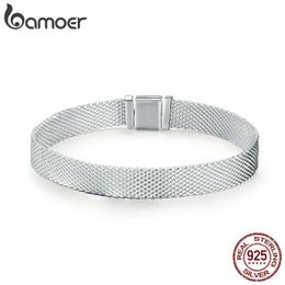 Bangles Bamoer Strand Bracelets Hot Sterling Sier Metropolitan Style Women Fashion Bracelets Jewellery Gift 17cm20cm Scx001