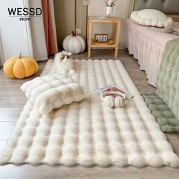Faux Rabbit Carpet For Bedroom Hairy Fluffy Mat Washable Area Rug Shaggy Soft Christmas Decoration Luxury Sofa Cushion 240109