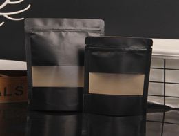 500pcslot Black Kraft Paper Frosted Window Bag Stand up Snack Cookie Coffee Packaging Bag Xmas Paper Gift Pouch3356423