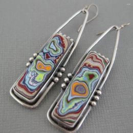 Dangle Earrings 2024 Tribal Colourful Resin Drop For Women Gypsy Brinco Jewellery Handmade Marbling Geometric Earring Oorbellen