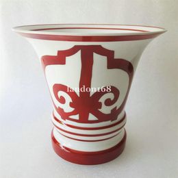Good quality Bone china Vase classic Chinese red vase High-level home decoration Wedding Housewarming gift194f