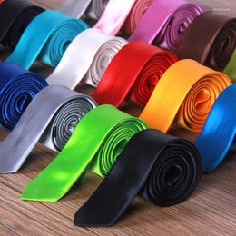 Bow Ties 2024 Tie Necktie Men's Slim Skinny Choker Plain Satin Business Man Multi-color Fashion Style Pure Colour For Boyfriend Gift