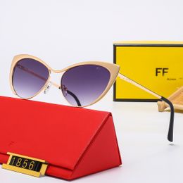 Classic designer women's FF sunglasses cat eye plate glasses Metal mirror legs men's sports street shot sunglasses