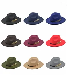 Berets 2024 High Quality Vintage Classic Felt Jazz Fedora Hat Big Brimmed Cloche Cowboy Panama For Women Men Bowler Fedoras