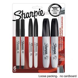 6pcs Sharpie Permanent Markers Featuring Fine Ultra Fine and Chisel Point Markers Black Oil Ink Office School Painting Supplies 240108