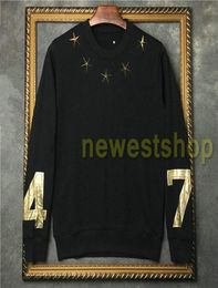 2021 selling autumn fashion tag clothing mens gold metal star 74 stamp print hoodies pullover Designer sweatshirt womens ju4806121