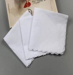 120pcsCotton Handkerchief Towels Cutter DIY Blank scallop Handkerchief Party Decoration Cloth Napkins Craft Vintage Hanky Oman Wed8554769