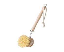 Natural Wooden Long Handle Pot Brush Kitchen Pan Dish Bowl Washing Cleaning Brush Household Cleaning Tools LX33936958057