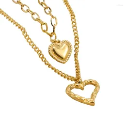 Pendant Necklaces 2 Pieces/set Multilayer Paperclip Heart Necklace Layered Choker