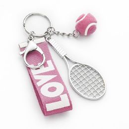 2021 New Mini Tennis Racket Keychain Creative Cute 6 Color Love Sport Keychains Car Bag Pendant Keyring Jewelry Gift Accessories2503