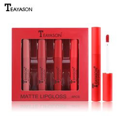 Lips Makeup Matte Liquid Lipstick Waterproof Red Lip gloss Tattoo Long Lasting 4pcsset Tint Lipgloss7477907