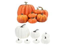 7pcs Artificial Pumpkins Assorted Fake Simulation Pumpkin for Halloween Thanksgiving Party Home Decoration 2109255064120