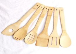 Bamboo spoon spatula 6 Styles Portable Wooden Utensil Kitchen Cooking Turners Slotted Mixing Holder Shovels EEA139588577297