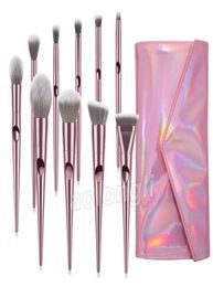 Makeup Brushes 10 PCS Professional Cosmetics Brush kit Rose Gold Brushes Set With Purse Foundation Powder Eye Face Brush Make Up T2673913