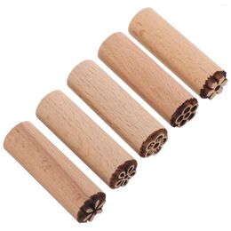 Storage Bottles 5Pcs Wood Flower Stamp Scrapbook Printing Tools Children Planner