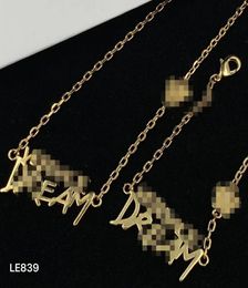 Fashion Classic colorful letters Pendants Women's Bracelet Necklace Stud Earring Sets Brass colour diamonds dream Ladies Designer Jewelry MS12 -S82006908