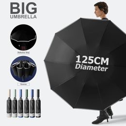 Super Large 125CM Automatic Folding Umbrella for MenWaterproof Windproof Strong Safety Reflective Reinforced Golf Big Umbrellas 240109