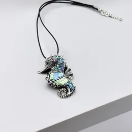 Pendant Necklaces Natural Abalone Shell Animal Necklace Zinc Alloy Seapocampal Shape Fashion Jewelry Charm For Women Gift