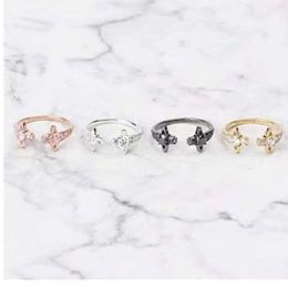 Desginer Double Diamond Open Ring Simple Punk Classic Matching