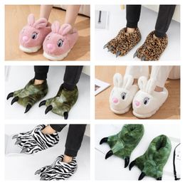 Slippers Winter Warm Soft Indoor Floor Slippers Women Men Shoes Paw Funny Animal Christmas Monster Dinosaur Claw Plush Home