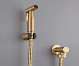 Antique Brushed Gold Douche Kit Hand Held Bidet Sprayer Stainless Steel Toilet Bidet faucet Shattaf Valve Jet Set Shower Head Y2006101868