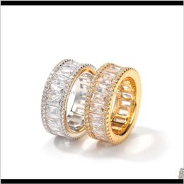 Band Drop Delivery 2021 Fashion Mens Rings Hip Hop Jewellery High Quality Gold Sier Iced Out Wedding Ring Oalyj2563