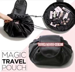 Bolsa cosmética portátil com cordão, armazenamento, bolsa de viagem, artefato de grande capacidade, organizador de maquiagem dobrável, aceita impressão de logotipo 4990494