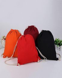 4 Colors Canvas Rope Pulling Backpack Bag Halloween Handbag Shopping Cotton Canvas Tote Shoulder Bags Pocket Drawstring Storage Ba9742051