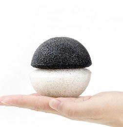 Natural Hemisphere Konjac Sponge Charcoal Green Tea Konjac Potato Konnyaku Facial Puff Face Wash Cleansing Sponge with bag7293216