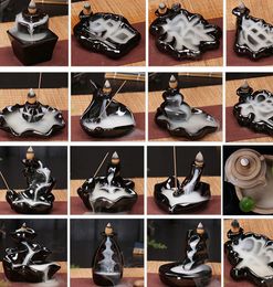 24 Style Ceramic Burner Fragrance Lotus Holder Censer Creative Aromatherapy Backflow Incense Cones Burner Stick Incense Censer3373211