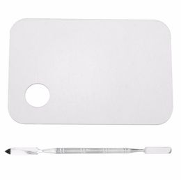 Acrylic Makeup Mixing Palette Nail Art Gel Palette Plate Knife with Spatula Makeup Foundation Color Blending Tool2637284