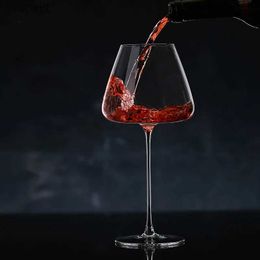 Wine Glasses Creative 550-650Ml Convex Bottom Handmade Red Wine Glass Ultra-Thin Crystal Burgundy Bordeaux Goblet Art Big Belly Tasting Cup YQ240105