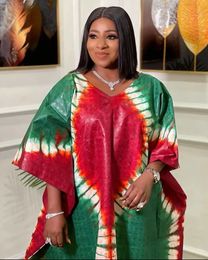 African Dresses for Women Spring Summer Africa Fashion Printing Plus Size Long Dress Robes Clothes 240109