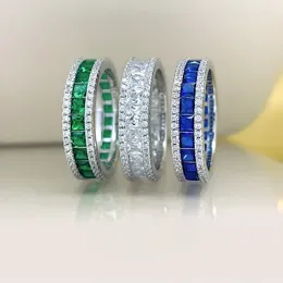 Cluster Rings Gaoding Princess Fang Full Diamond Micro Set Ring With Fine 925 Pure Silver Colourful Treasure Jewellery Wedding