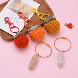 Keychains Good Things Happen Key Ring Pendant Eternal Flower Persimmon Peanut Chain Creative Woven Bag Handwork Gift