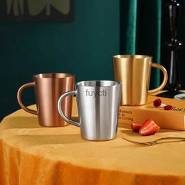 Mugs High Quality 304 Stainless Steel Coffee Mug Double-walled Anti-Scald Cup Beer/Water/Tea Anti Fall Metal Travel Tumbler 320ML YQ240109