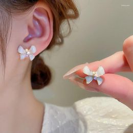 Stud Earrings Arrival Fashion Pink Bowknot Metal Women Classic Bow Dropping Oil Korean Simple Wholesale Jewelry