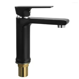 Bathroom Sink Faucets European-style Basin Single-hole Frosted Surface Single Linked Faucet Black Water Tap Waterfall