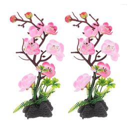 Decorative Flowers 2Pcs Cold Dish Decoration Food Tray Decor Fake Flower Dinner Table