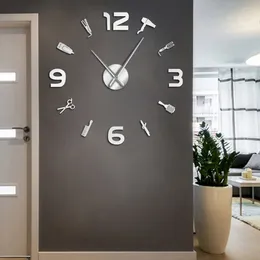 Wall Clocks Acrylic Mirror Stickers Salon Tools 3D Clock For Office Art Decoration Creative Clockwork DIY Punch-free