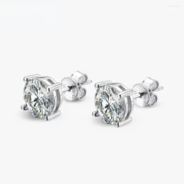 Stud Earrings Models 2ct D Color Moissanite Round Style For Women Top Quality 925 Sterling Silver Wedding Jewelry